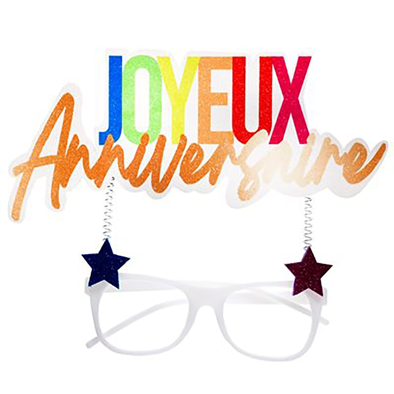 Festicolor White Party Glasses – Joyeux Anniversaire – Foam Topper 8.2×4.7in