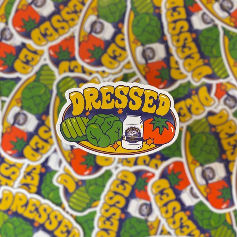 Blue Plate Dressed Sticker