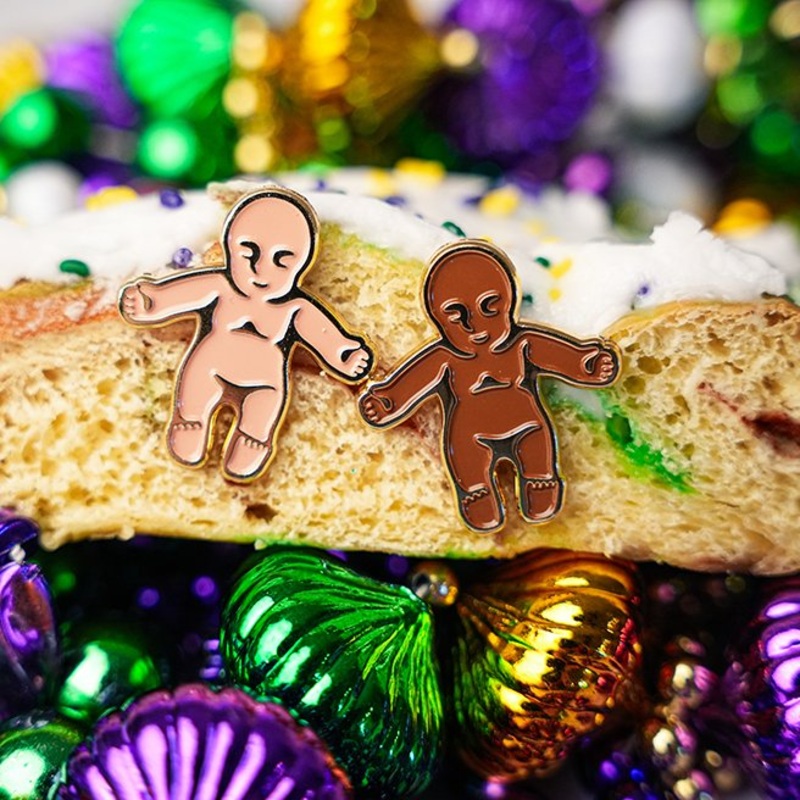 King Cake Baby Enamel Pin|Ebony King Cake Baby|Ivory King Cake Baby