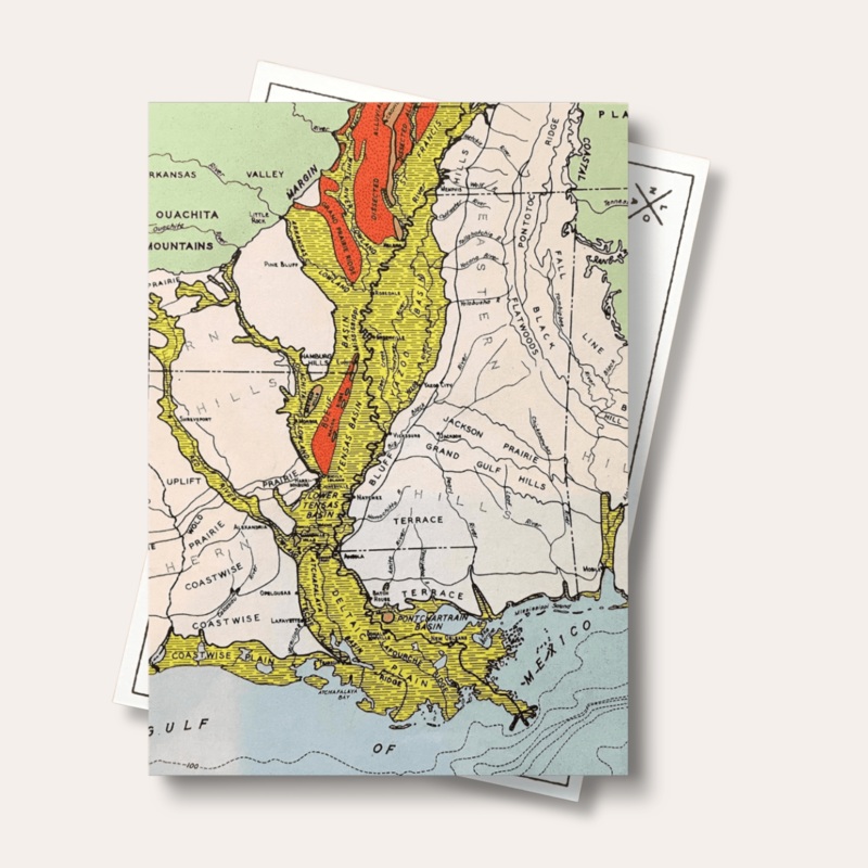 Louisiana Map Postcard