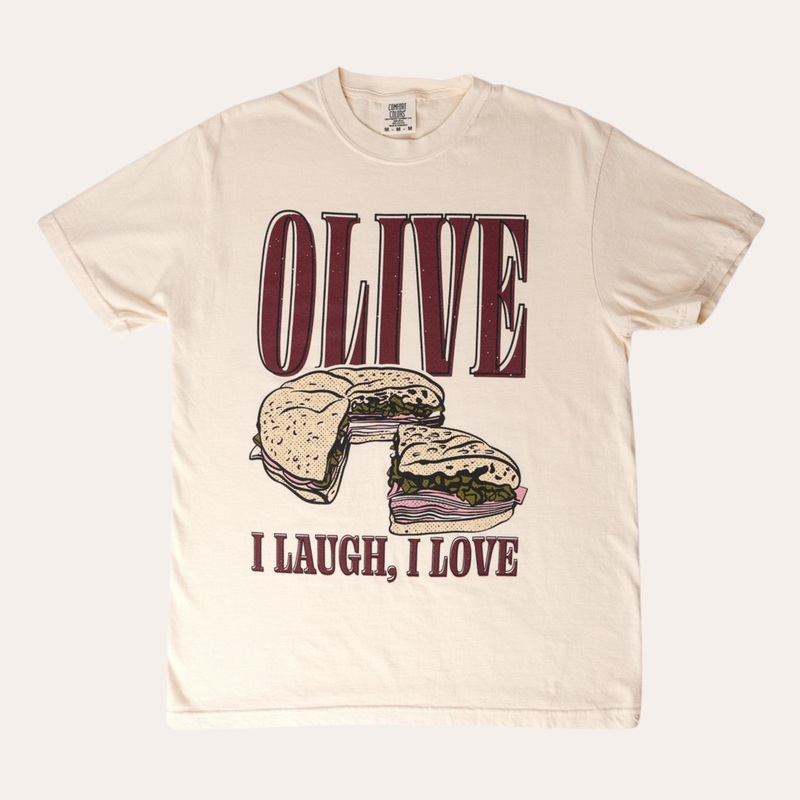 Olive, I Laugh, I Love|Unisex Small|Unisex Medium|Unisex Large|Unisex X-Large|Unisex XX-Large|Unisex 3X-Large|Cotton