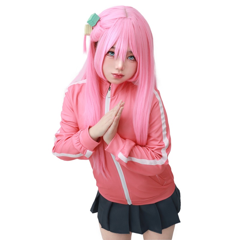 Gotou Hitori Long Straight Pink Cosplay Wig Pink