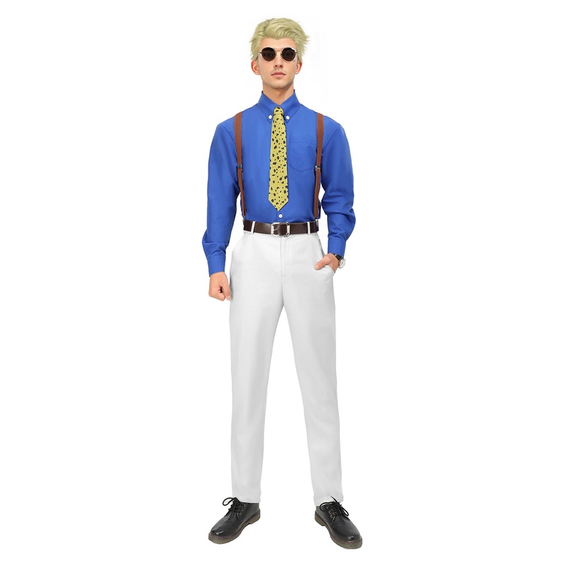 Kento Nanami Cosplay Costume Men’s US Size Uniform Suit with Tie Suspender Glasses