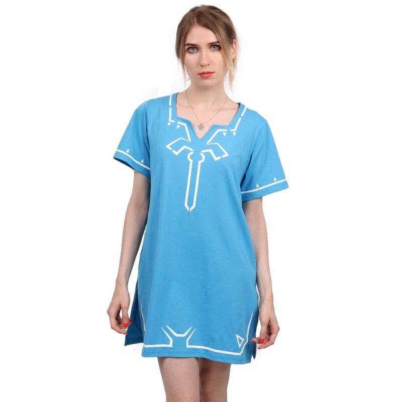 Loose Fit Champion’s Tunic Game Inspired Blue Nightgowns for Girls