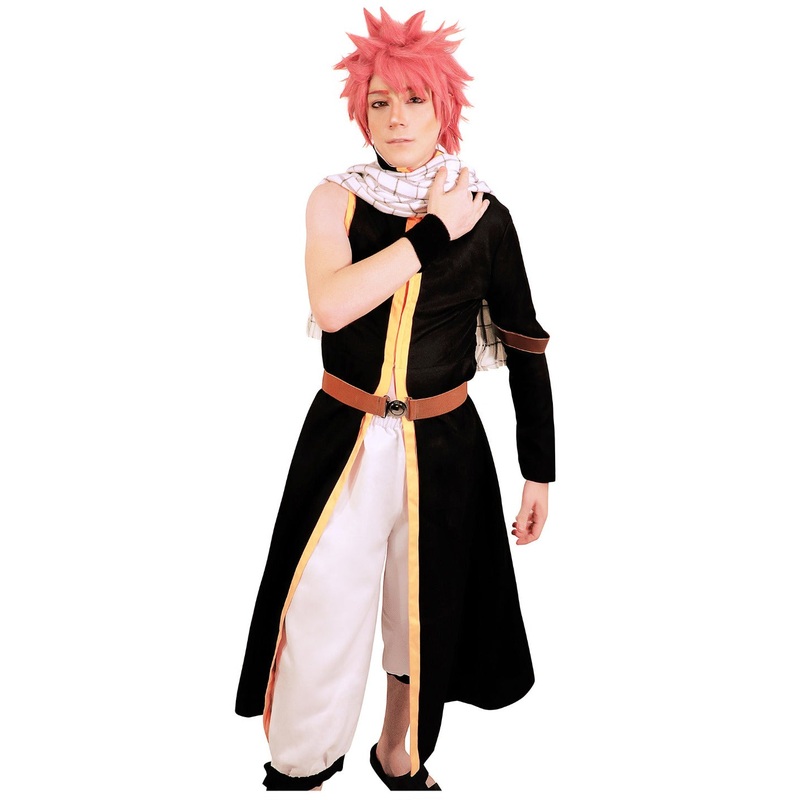 Natsu Dragnee Cosplay Costume With Scarf Wrister for Halloween Men US Size