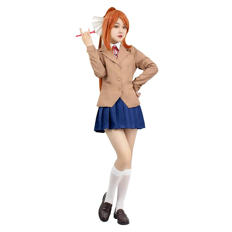 Womens Doki Doki Monika Cosplay Costume Full Set
