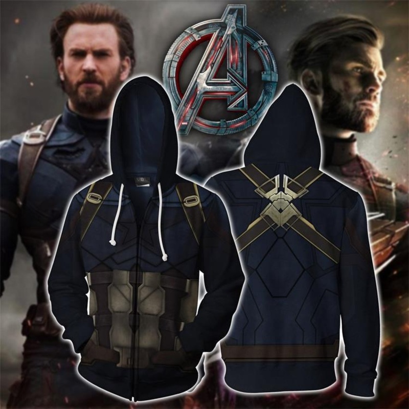 2019 Avengers: Endgame Hoodie Captain America Cosplay Costume Sweatshirts Jacket Coat