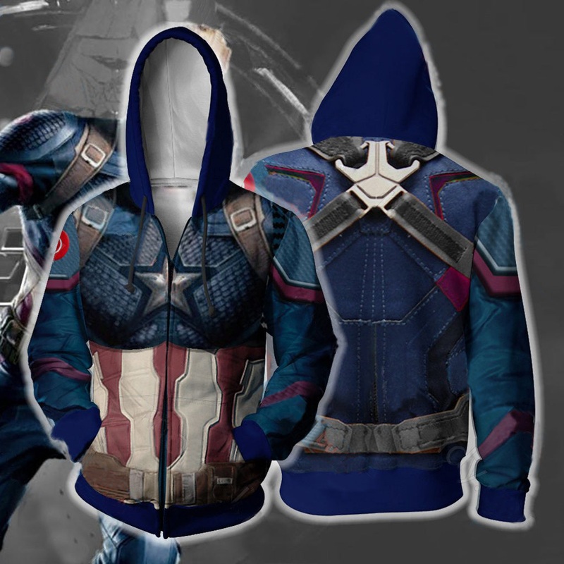 Avengers Endgame Captain America Cosplay Costume Movie Hoodie Sweatshirts