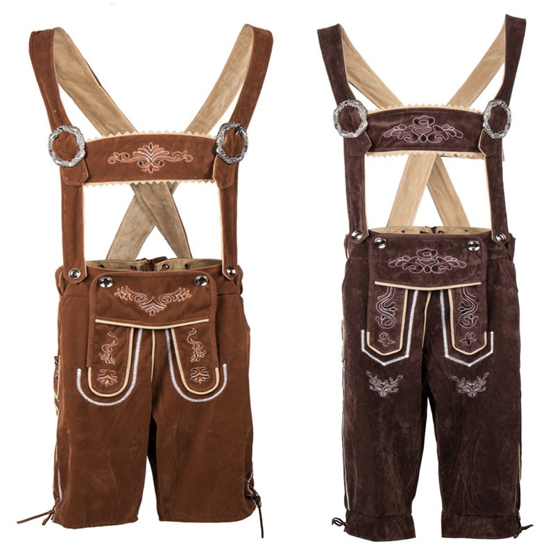 Deluxe Men’s Bavarian Lederhosen Beer Guy Costume Oktoberfest Carnival Party Fancy Dress Suspenders Shorts