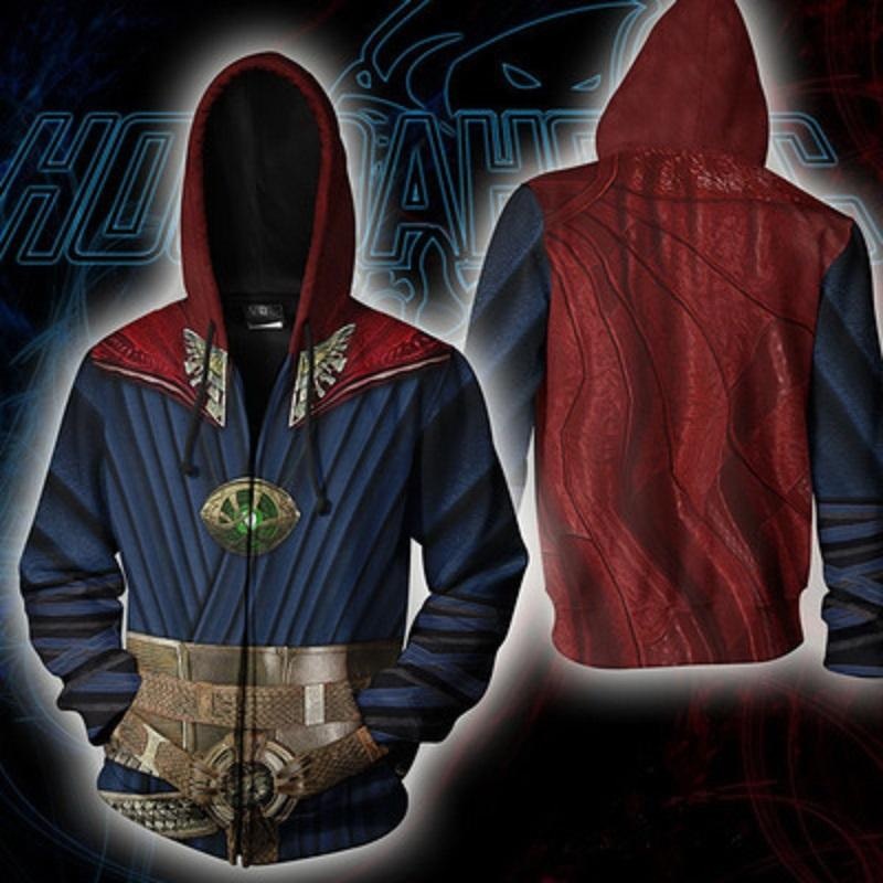 New Doctor Strange Costume Hoodies Sweatshirt Marvel Hero Steve Cosplay Hooded Jacket Coat Men Tops Zipper 3D Print