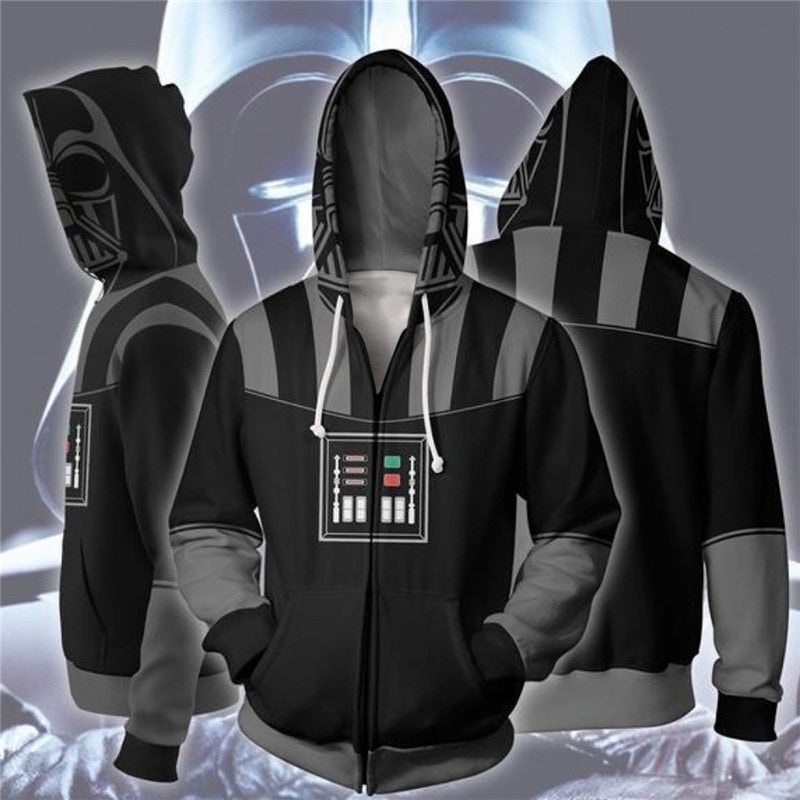 2019 New Movie Star Wars: The Rise of Skywalker Zip Hoodie Men and Women Cosplay Sweater Anime Costume 3D Printing