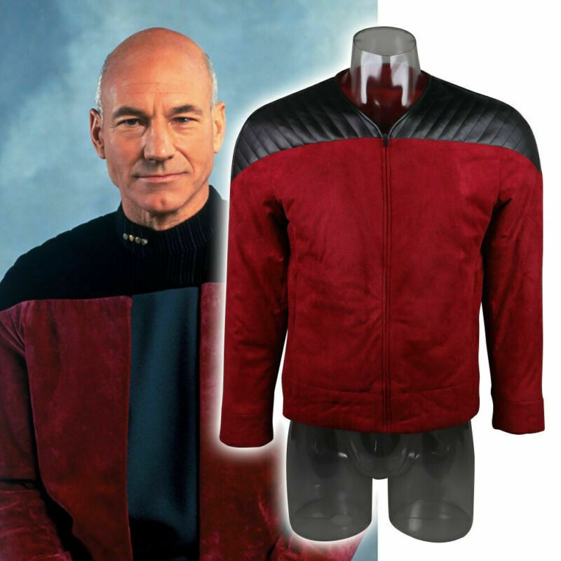 Star Trek The Next Generation TNG Captain Picard Duty Uniform Jacket TNG Red Costume Halloween Cosplay Costume