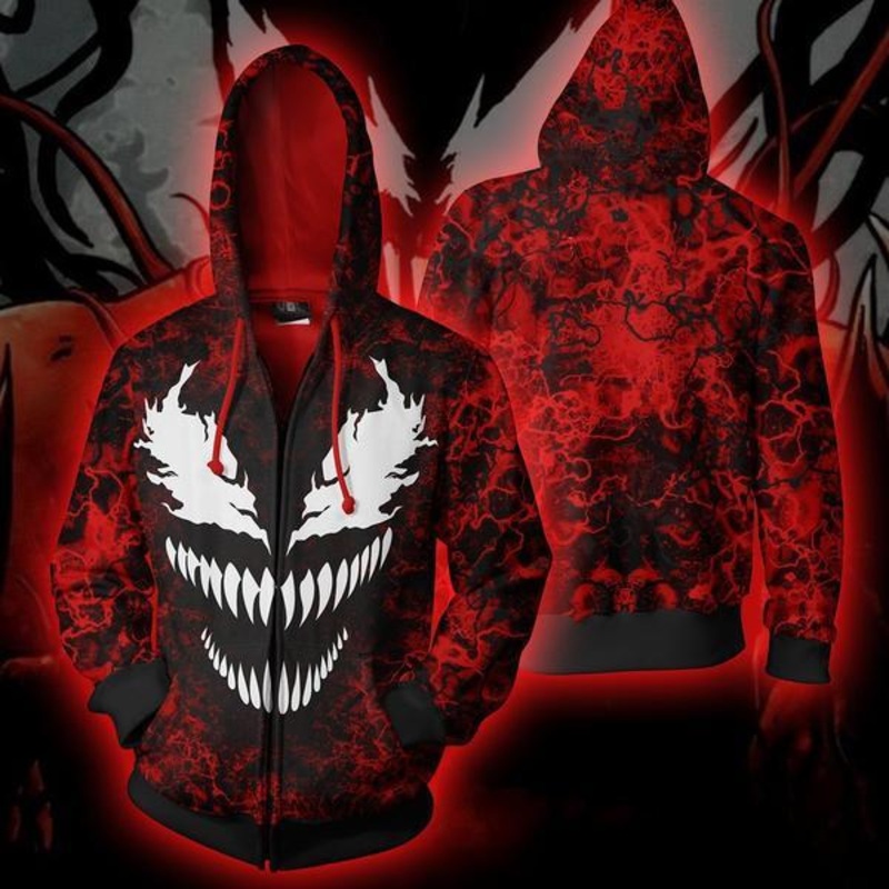 Venom Spiderman Evil Sweatshirt Cosplay  Sweatshirt zipper Cartoon hooded  Jackets