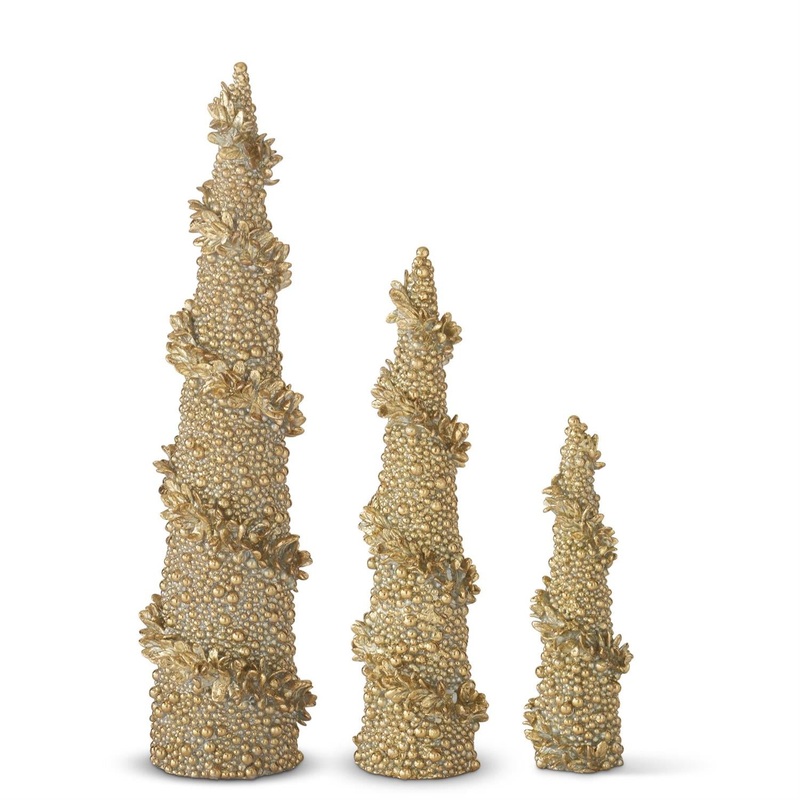 3 Gold Resin Garland Wrapped Bead Trees (Sold individually)