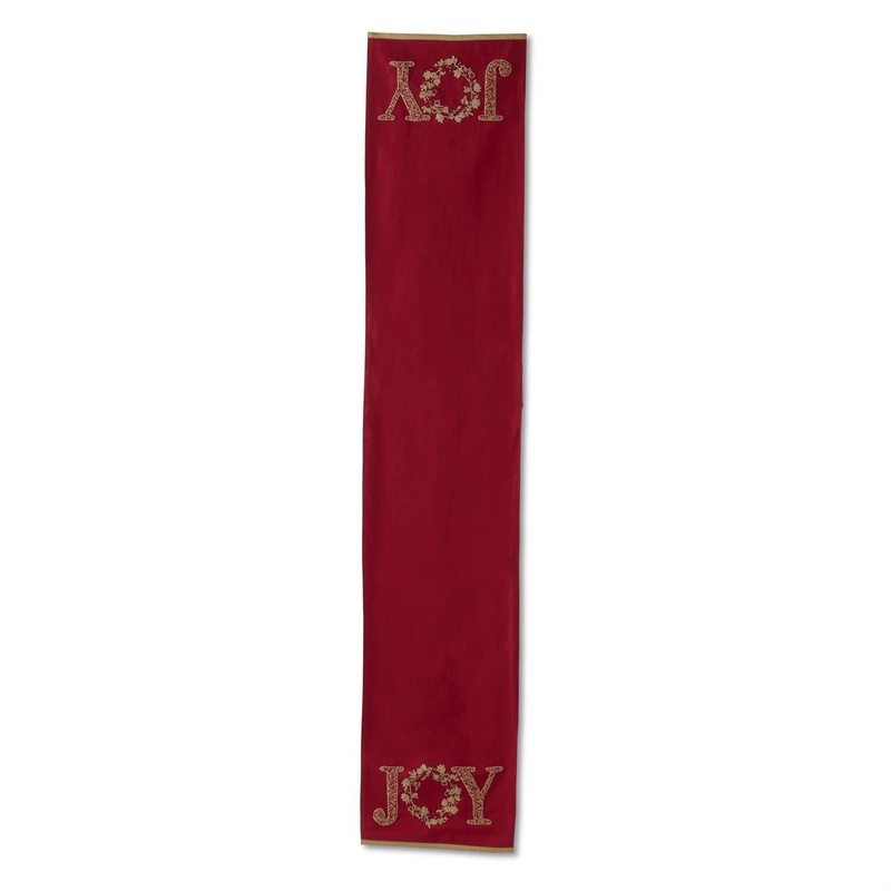 72 Red Gold Beaded JOY Table Runner