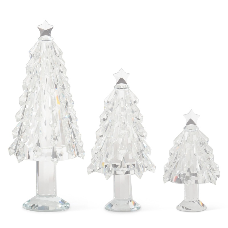 Crystal Christmas Trees w/ Star Toppers (Set of 3)