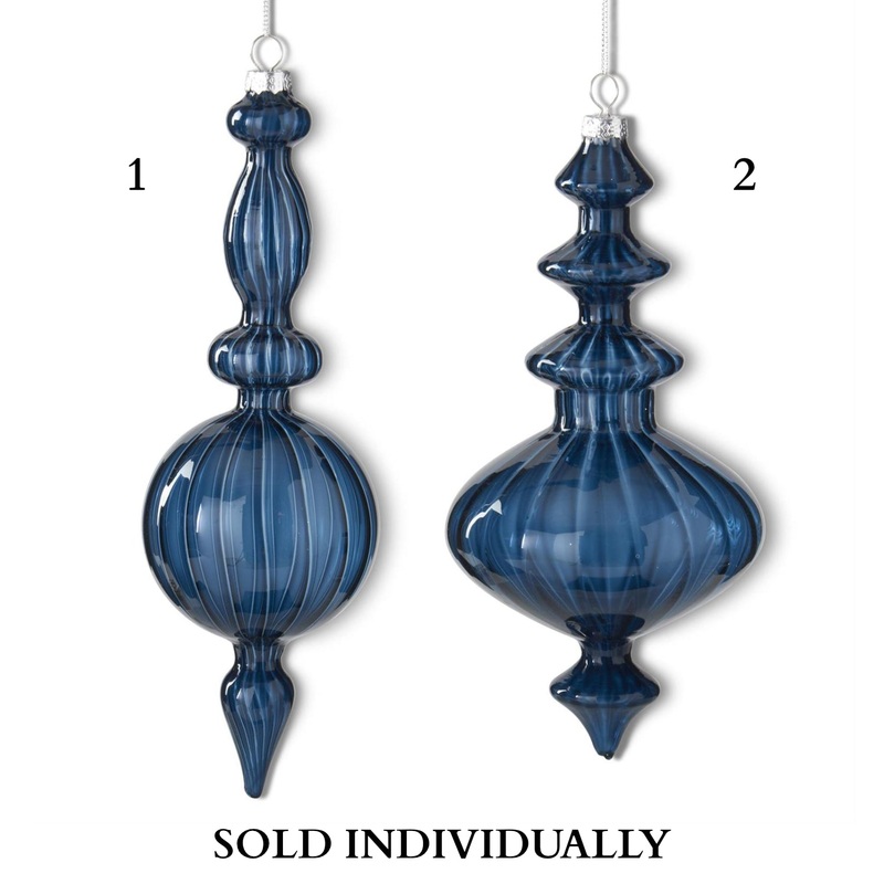 Dark Blue Finial Glass Ornaments (2 styles – sold individually)