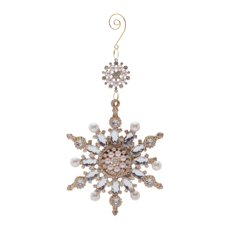 Pearl and Jewel Snowflake Ornament, 10
