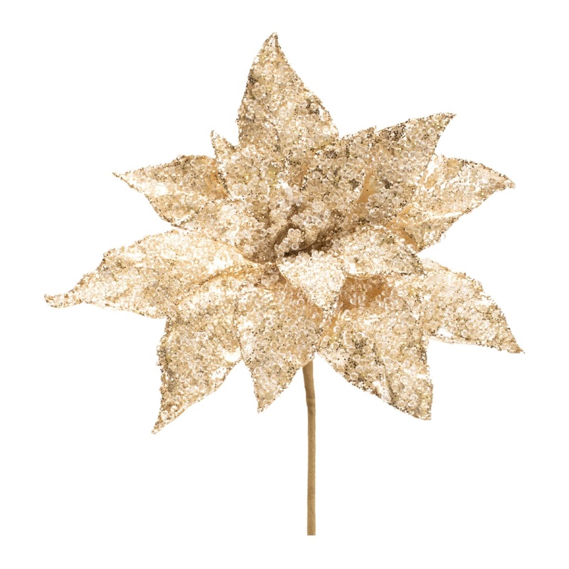 Polyester Poinsettia Stem, 21 (Gold)