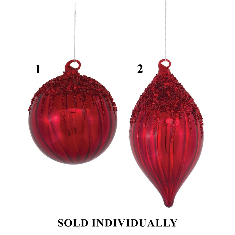 Red Glass Ornament, 5-8 (2 styles – sold individually)