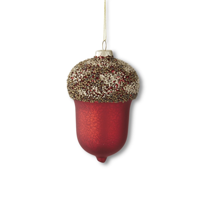 Red Mercury Glass Acorn Ornament, 5.5
