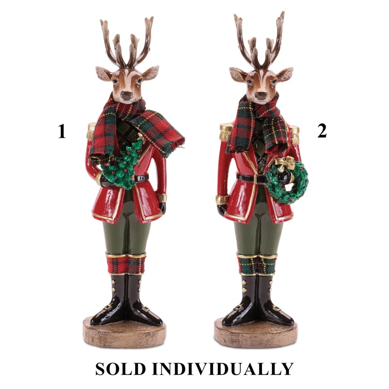 Resin/Fabric Deer Soldier Figurine, 10.75 (2 styles – sold individually)