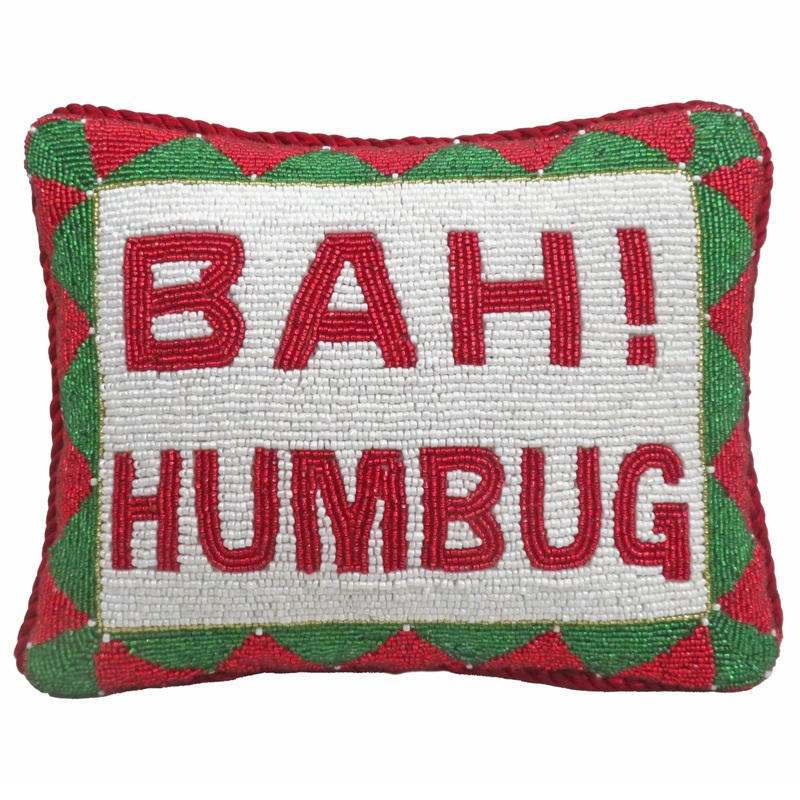 BAH! HUMBUG Fully Beaded Pillow, 8×10