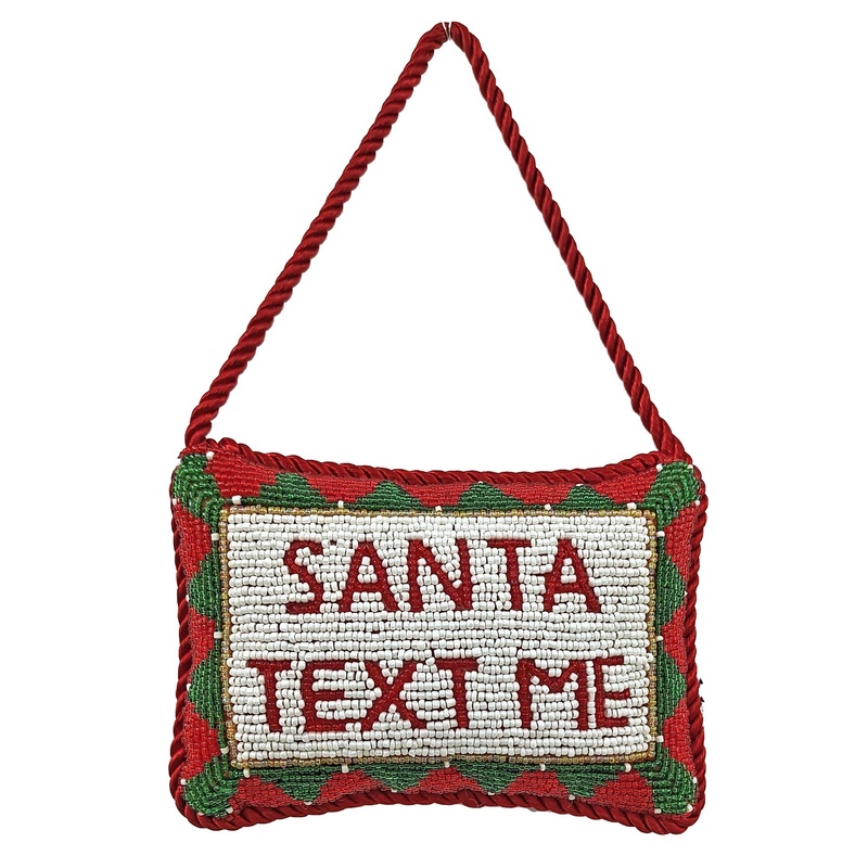 Beaded Santa Text Me Doorknocker, 4 x 6