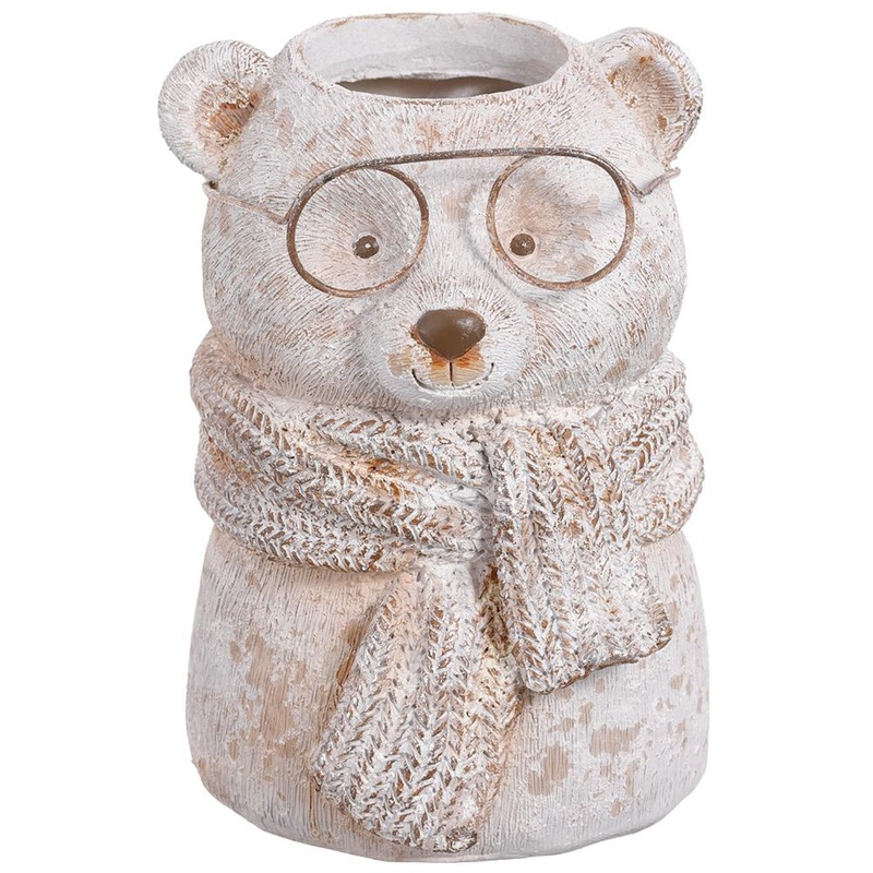 Bear Planter, 6 (White Antique)