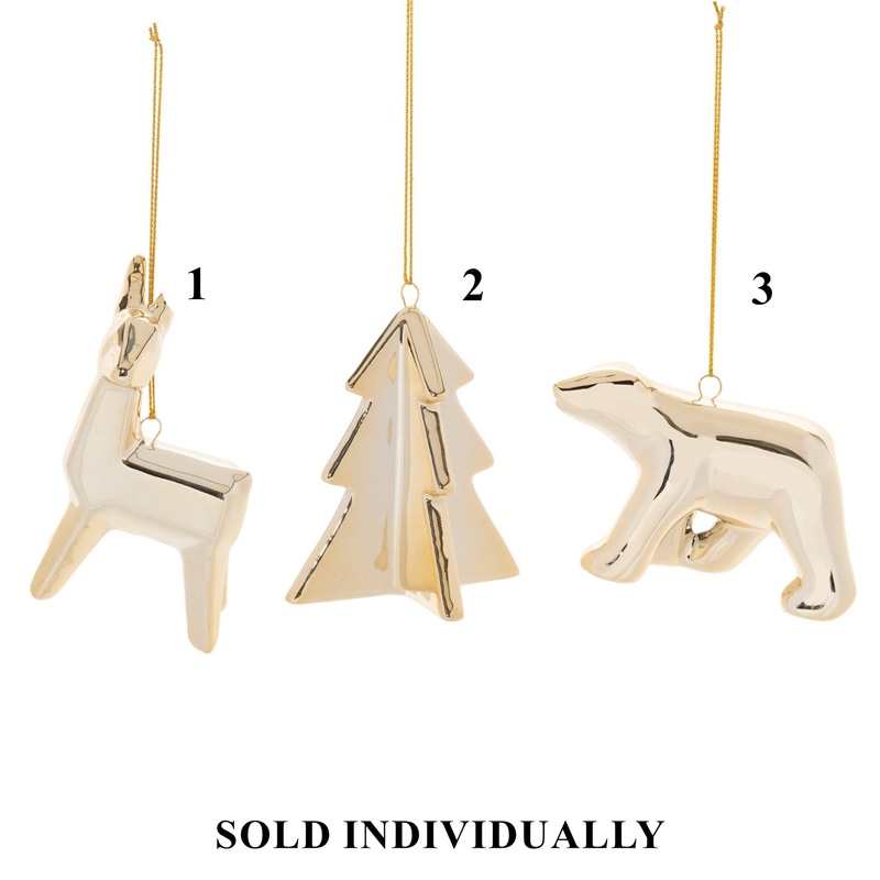 Ceramic Deer/Bear/Tree Ornament, 2 – 3.5 (3 styles – sold individually)
