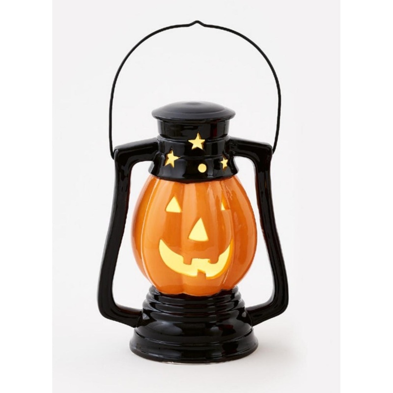 Ceramic Pumpkin Lantern w/LED Lights, 12
