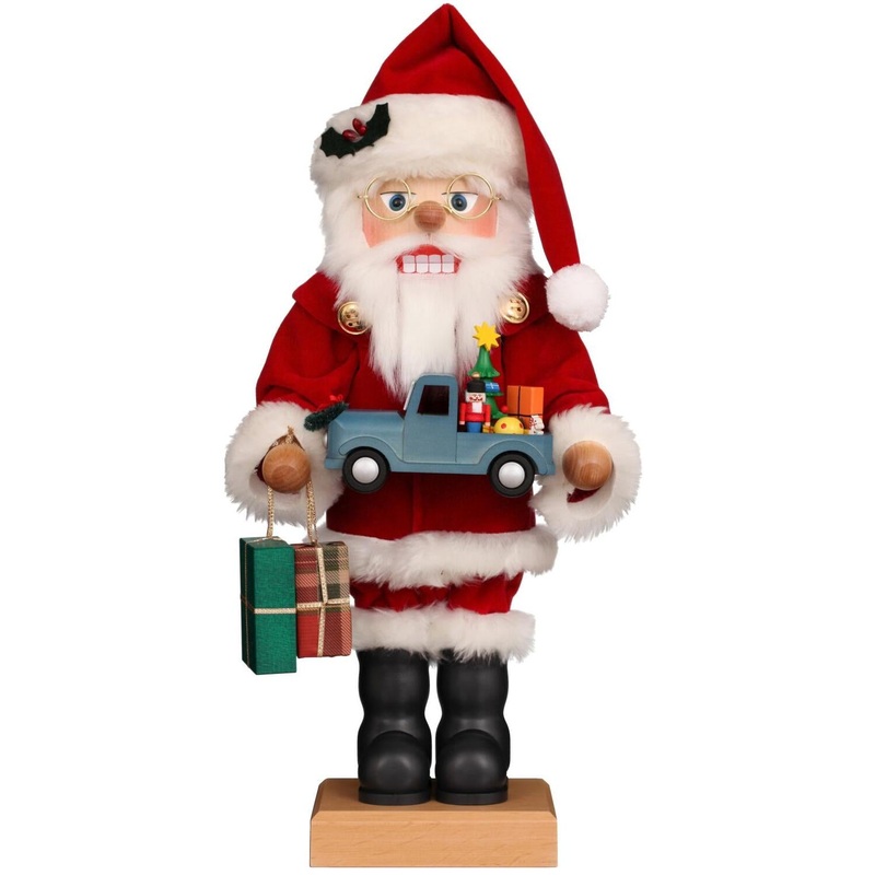 Christian Ulbricht Nutcracker – Santa With Blue Truck and Gifts Figurine, 15.5
