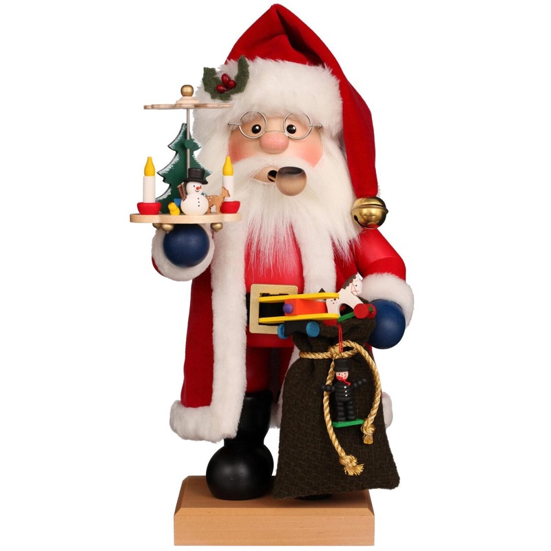 Christian Ulbricht Smoker – Santa Claus With Pyramid and Gifts Figurine, 14.5