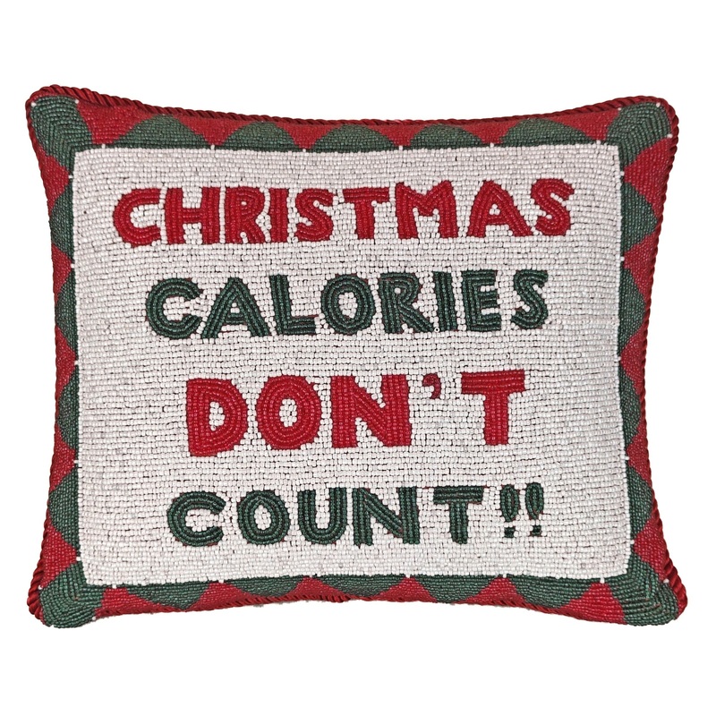 Christmas Calories Don’t Count Beaded Pillow, 10×12