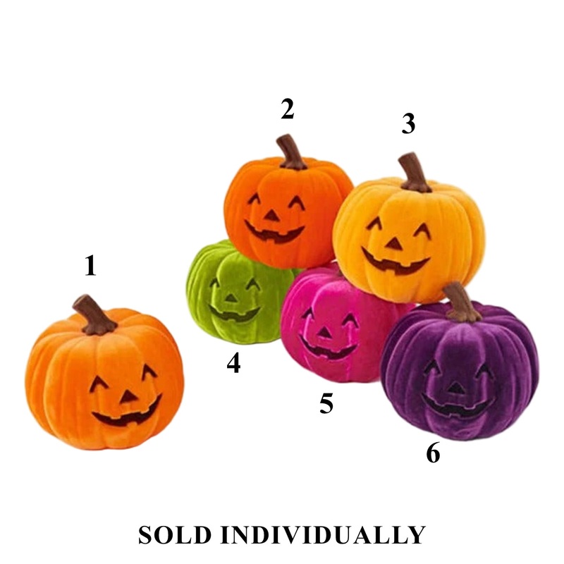 Flocked Jack-O’-Lantern, 9 (6 styles – sold individually)