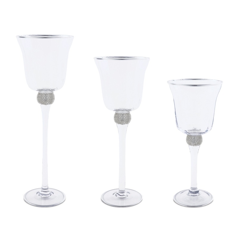 Glass Candle Holder, 11.75 – 15.75 (Set of 3)
