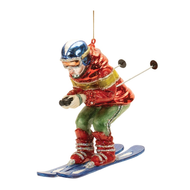 Glass Skier Ornament, 5