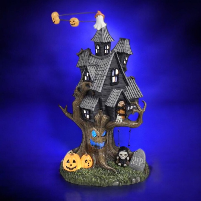 LED Musical Rotating Ghost Tree House Figurine, 16