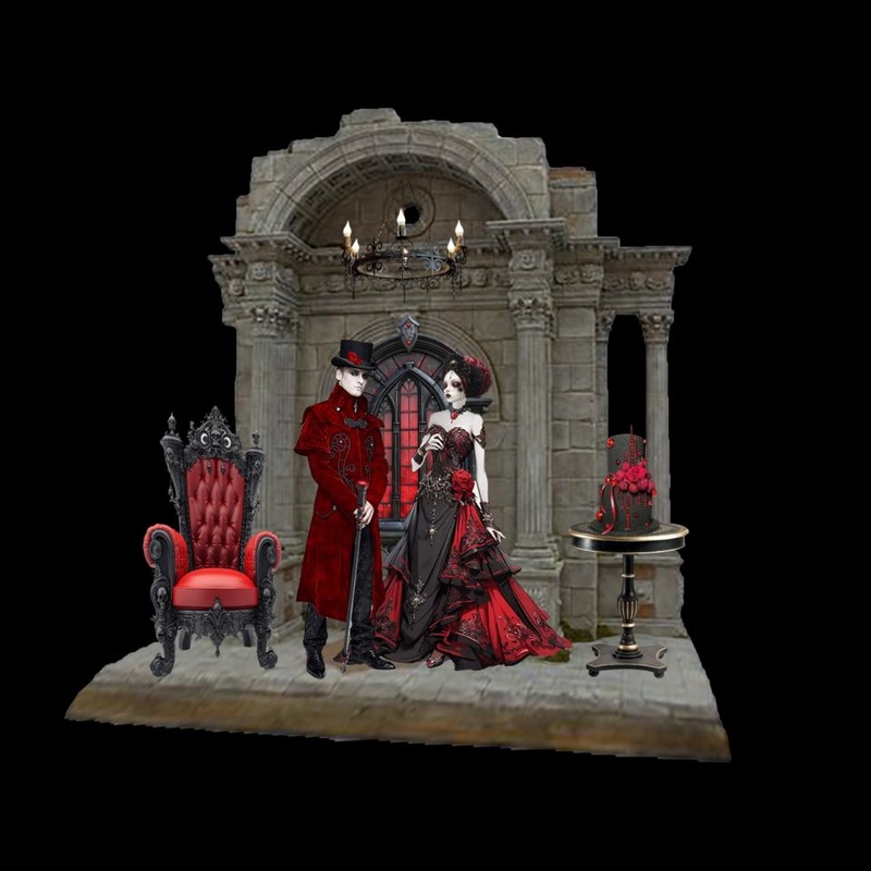 LED Wedding Couple Gothic Display Figurine, 21