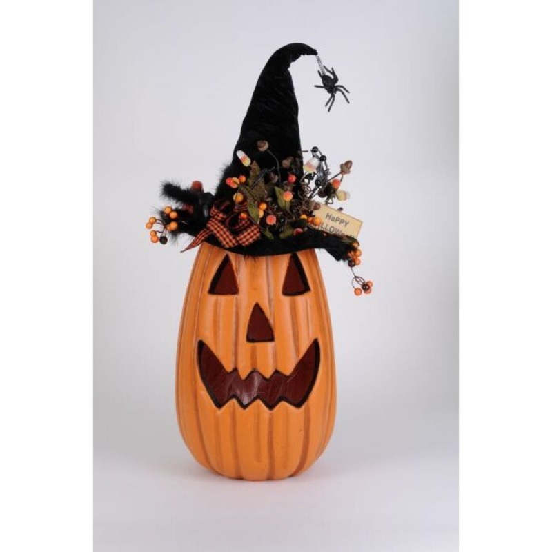 Lighted Tall Fiber Optic Pumpkin Figurine, 31