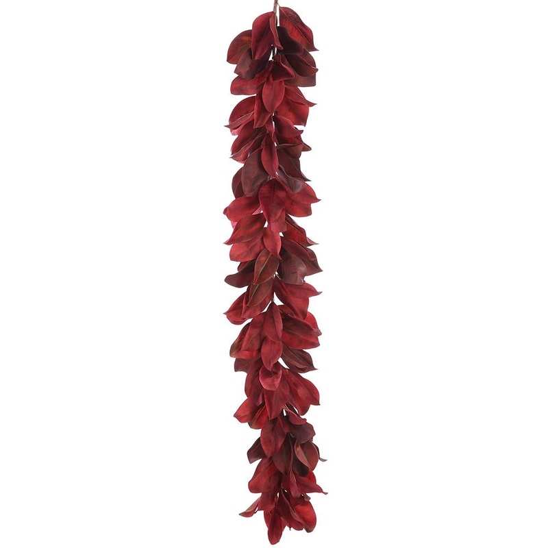 Magnolia Leaf Garland, 5′ (Red Burgundy)