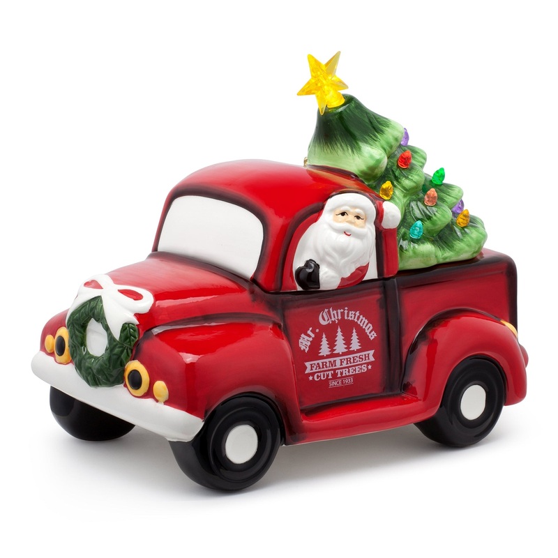 Mr Christmas Nostalgic Lit Red Truck W/Green Tree