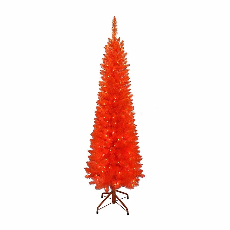 Pre-Lit Orange Incandescent Orange Slim Tree, 5′