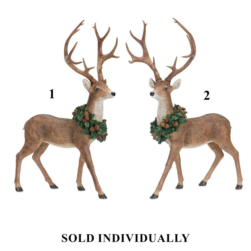 Resin Deer w/Wreath, 28 (2 styles – sold individually)