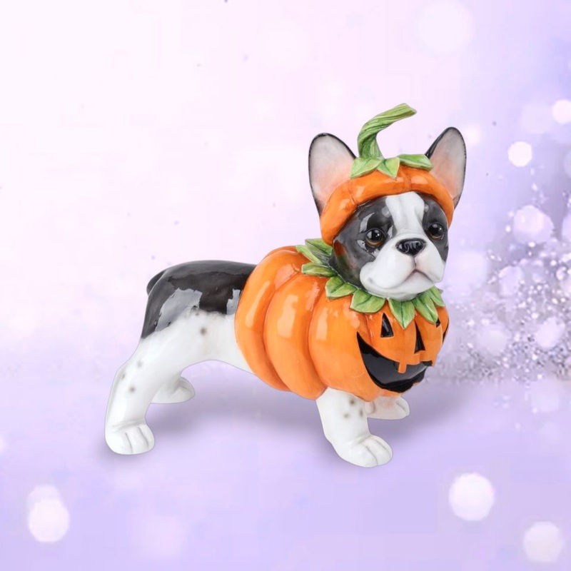 Resin Pumpkin Bulldog Figurine, 17