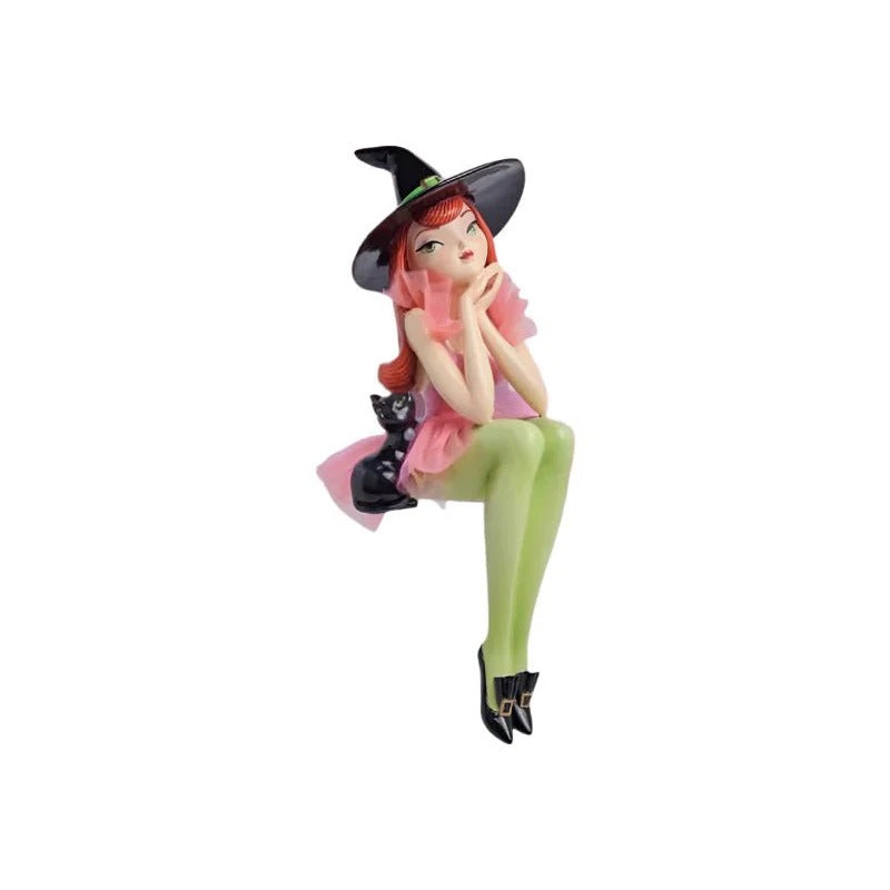 Resin Shelf Sitting Witch Figurine, 23