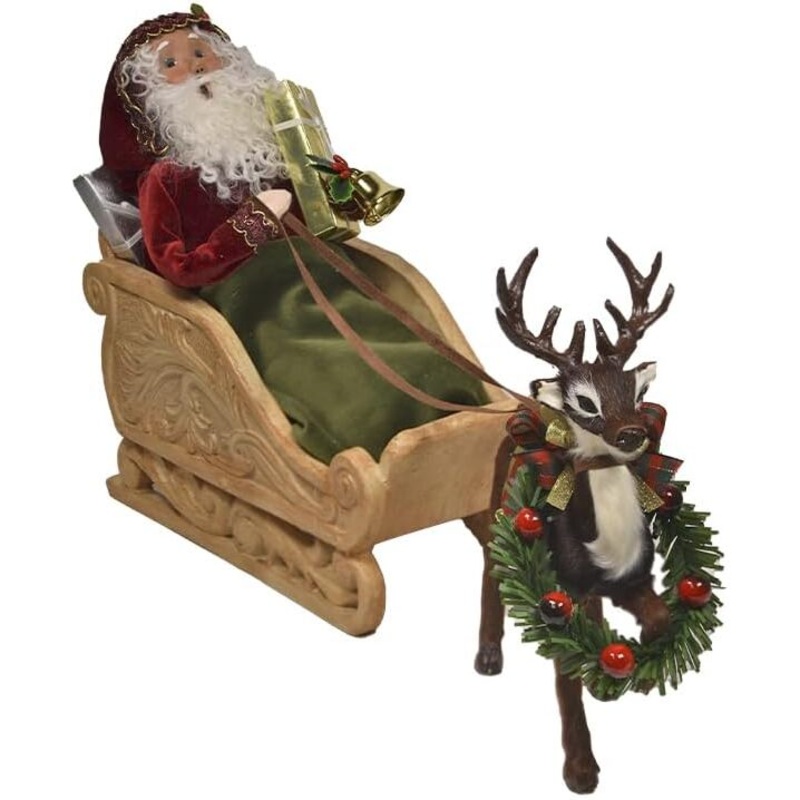 Sleigh Santa w/ Reindeer Figurine, 13
