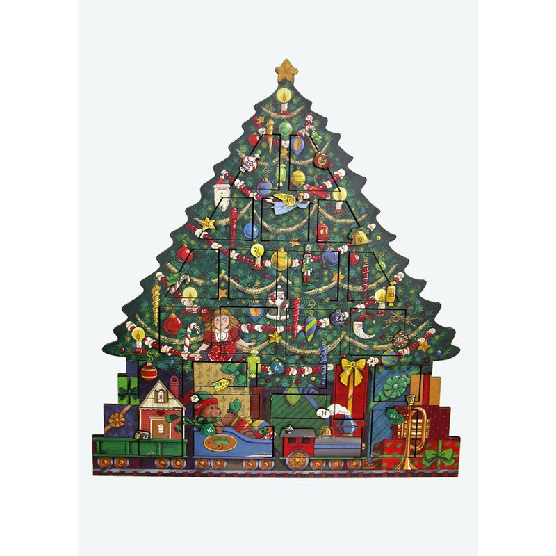Wooden Christmas Tree Advent Calendar, 20 x 18.5