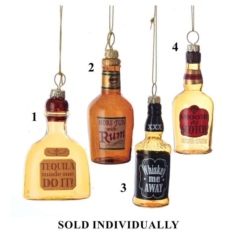 3.5 Glass Liquor Bottle Ornament (4 styles – Sold individually)