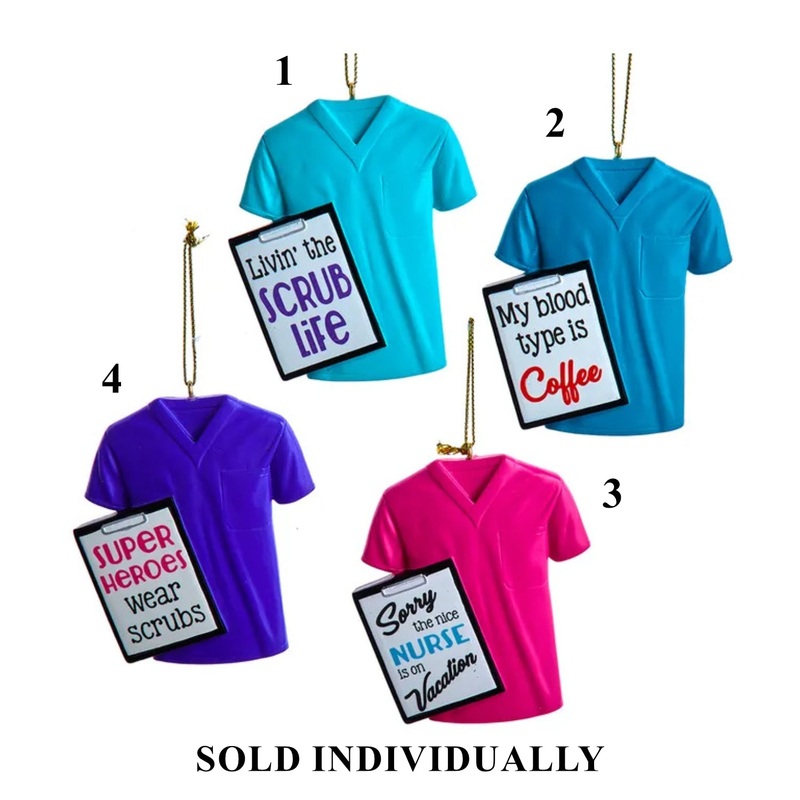 Nurse Scrub Ornaments (4 styles, sold idividually)